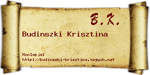 Budinszki Krisztina névjegykártya